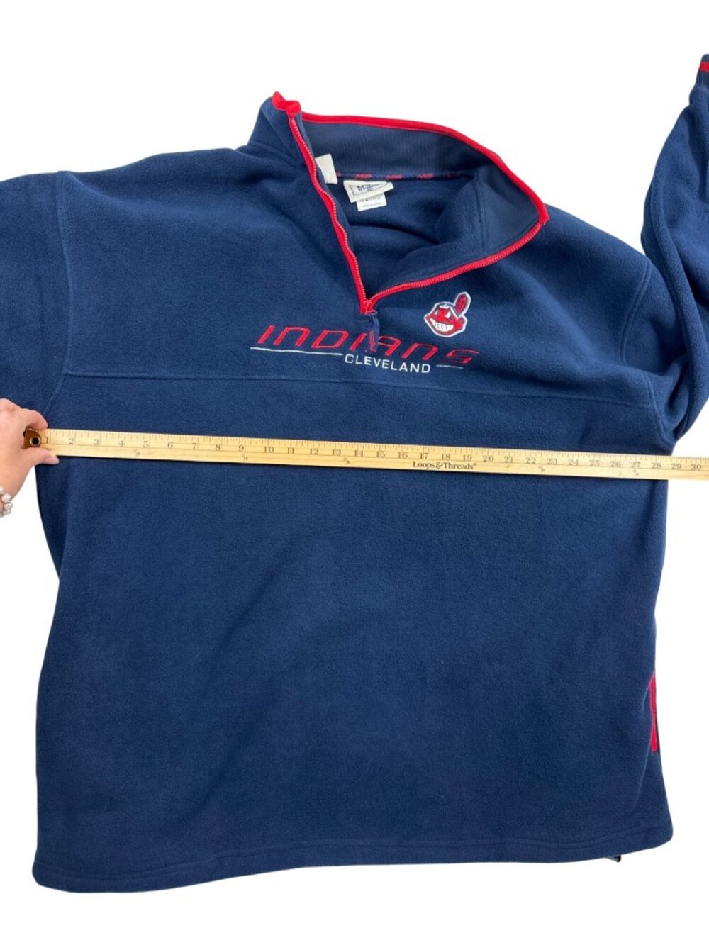 VTG Cleveland Indians Chief Wahoo 1/4 Zip Fleece Sweatshirt Pullover Men’s L - Picture 6 of 12